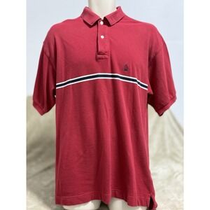 Nautica shirt polo red centered stripes‎ 100% Cotton Men's Medium Vintage Y2K